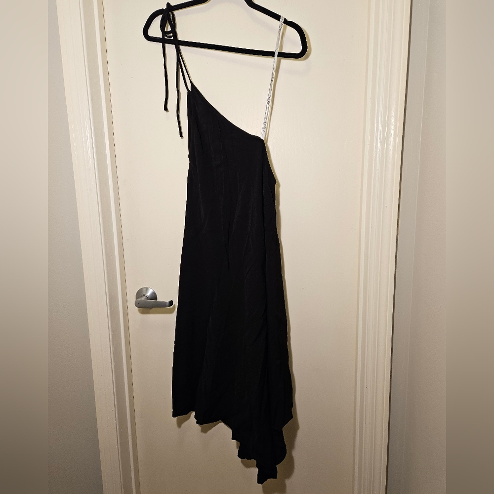 Bobi Black Los Angeles black one shoulder flowy dress, XS NWT